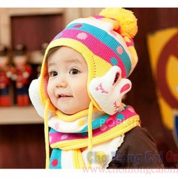 Mũ len tai thỏ cho bé ME006