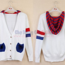 Áo len cardigan, mũ kẻ
