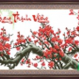 HQ030 - Cành Đào Đỏ (An khang thinh vượng)