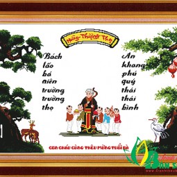 Tranh thêu chúc mừng Thượng thọ cụ bà