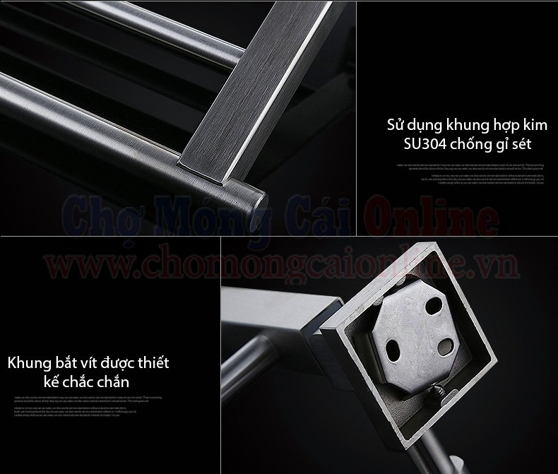 Giá treo khăn tắm có móc cao cấp SUS304 DGD025 (12)