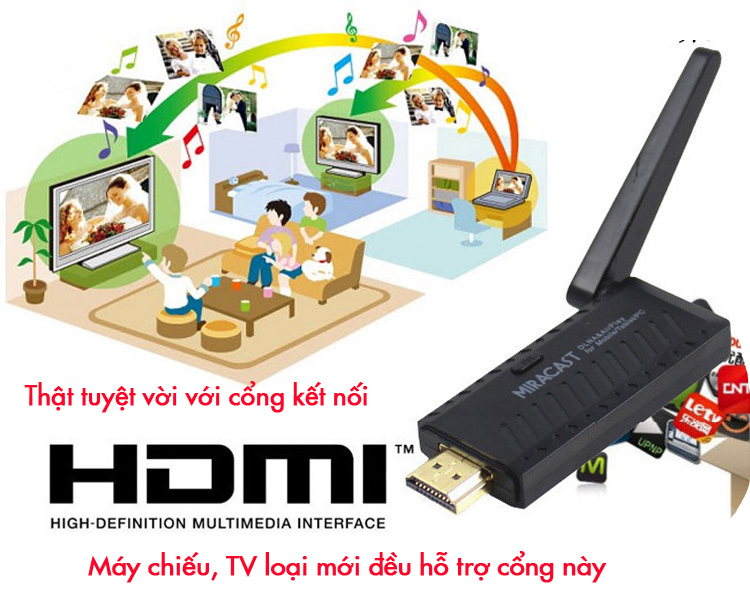 Ket noi khong day Miracast HDMI/DLNA/AriPlay6