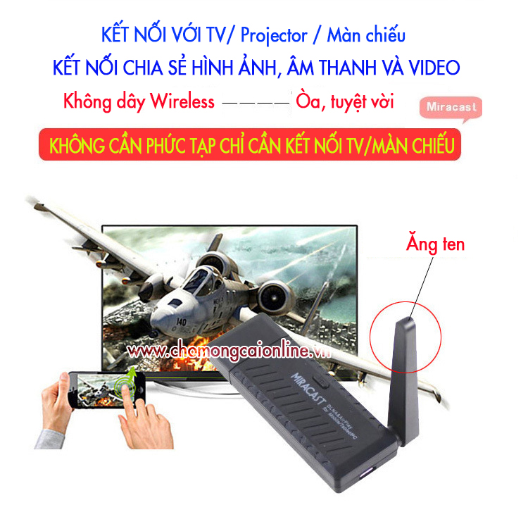 Ket noi khong day Miracast HDMI/DLNA/AriPlay5